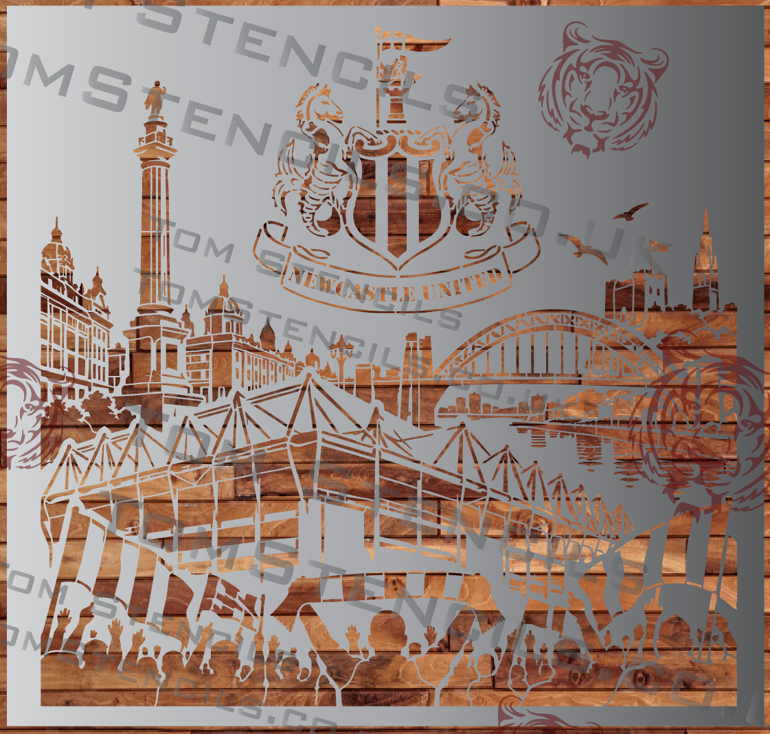 Newcastle United Skyline 2 Stencil reusable Mylar stencil design for wall decoration
